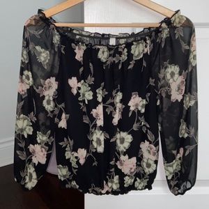 Shop M, floral black blouse